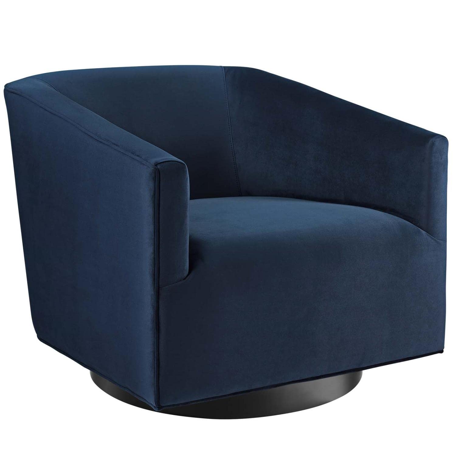 Modway Twist Performance Velvet Accent Lounge Living Room Swivel Chair In Midnight Blue